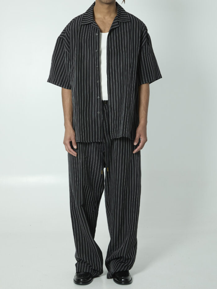 Willy Chavarria Striped camp collar shirt