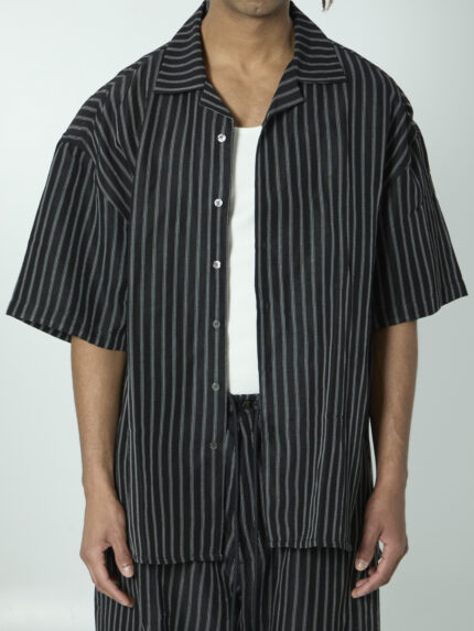 Willy Chavarria Striped camp collar shirt