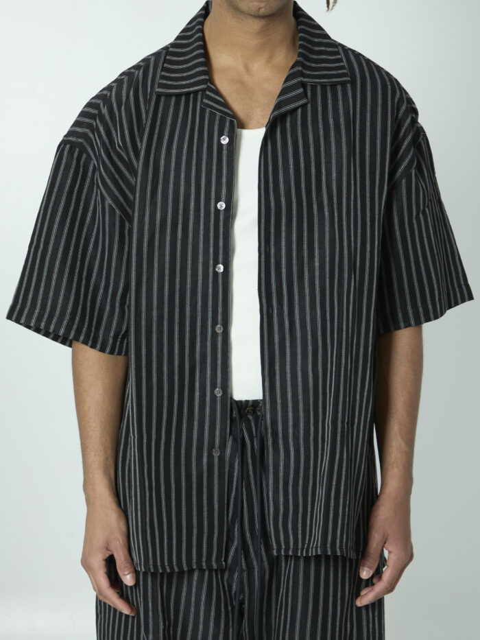 Willy Chavarria Striped camp collar shirt