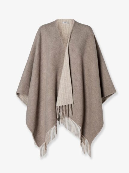 Fendi Wool And Cashmere Cape With FF Zucca Print