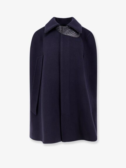 Bottega Veneta Wool And Cashmere Cape With Intrecciato Leather Detail