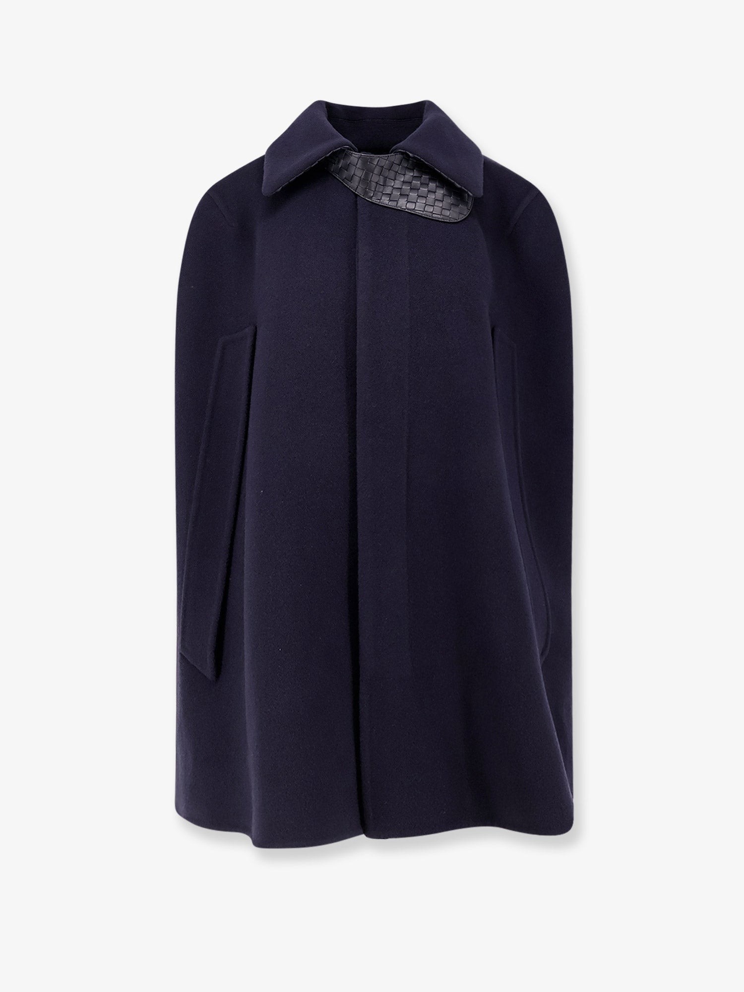 Bottega Veneta Wool And Cashmere Cape With Intrecciato Leather Detail