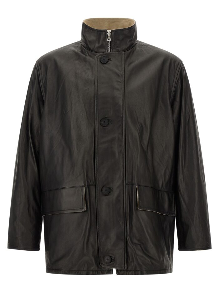 AURALEE Wool And Leather Reversible Jacket