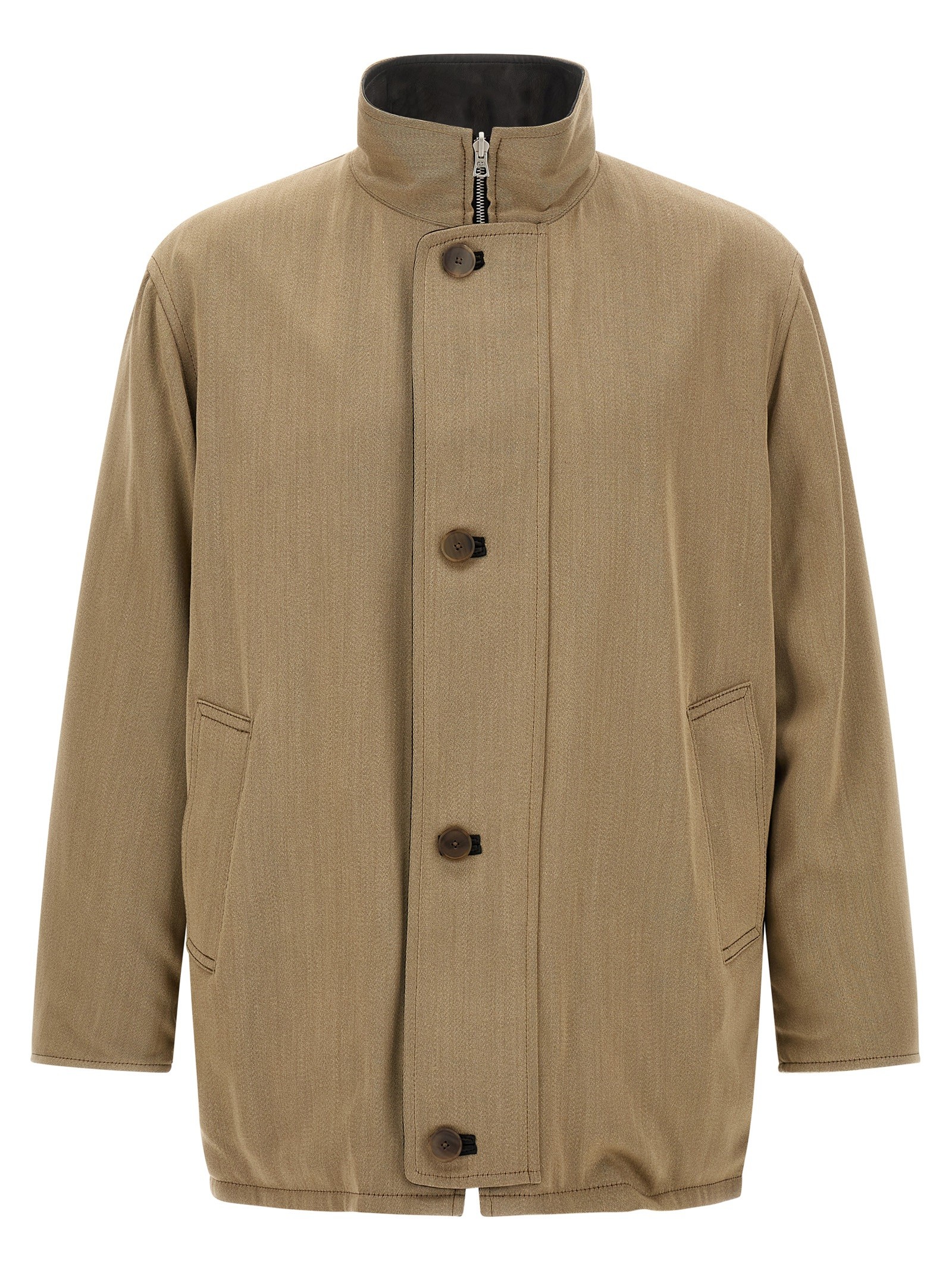 AURALEE Wool And Leather Reversible Jacket