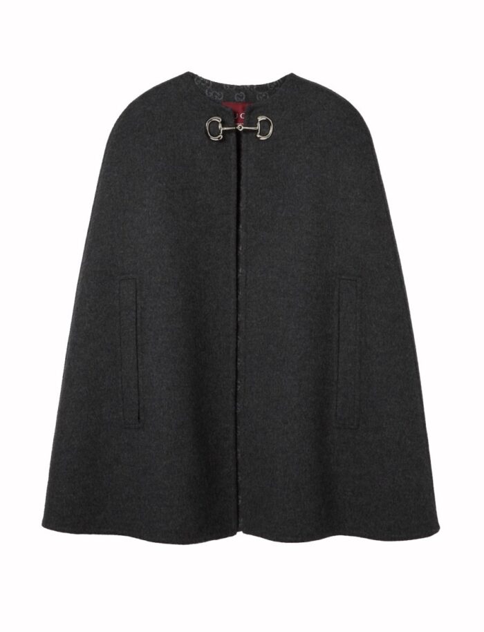 gucci wool and silk cape with clamp Gucci WOOL AND SILK CAPE WITH CLAMP