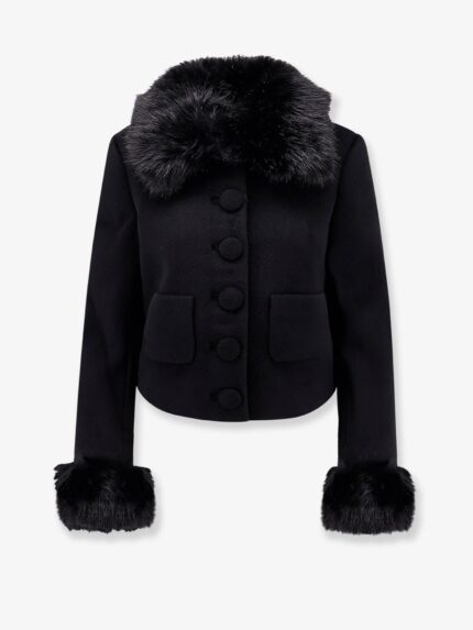 SELF PORTRAIT Wool Blend Blazer With Faux Fur Details