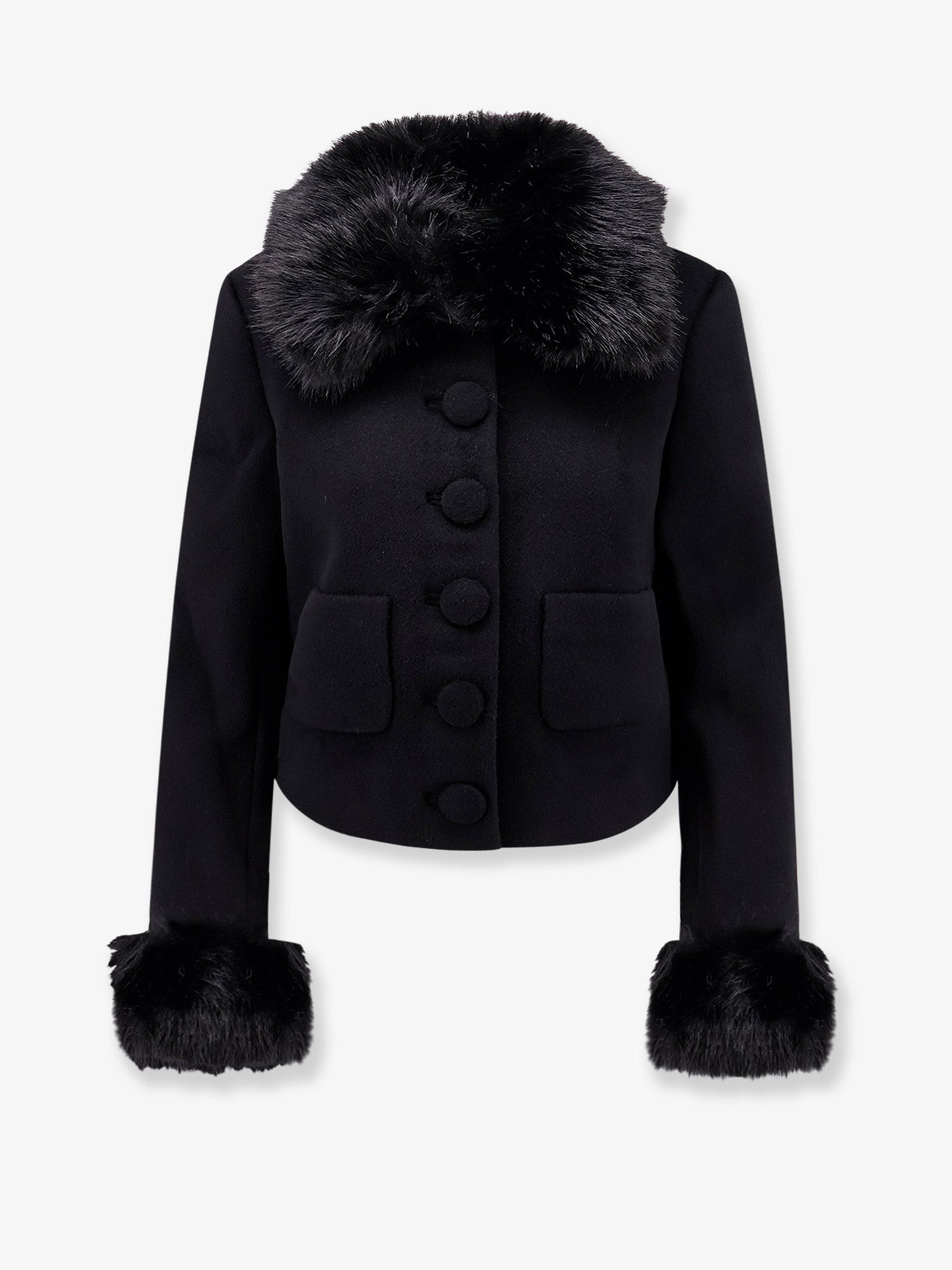 SELF PORTRAIT Wool Blend Blazer With Faux Fur Details