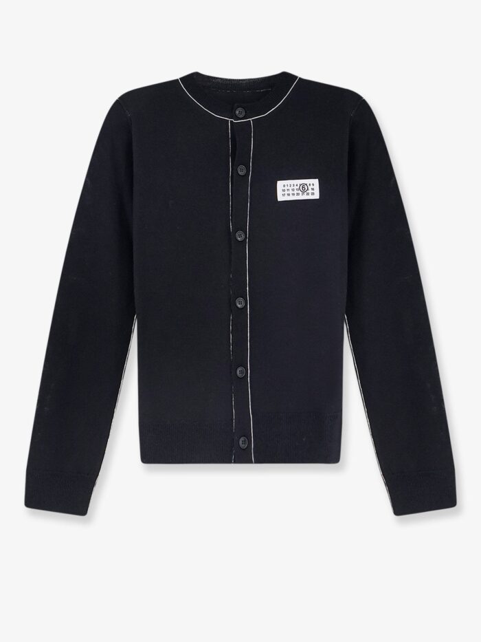 mm6 maison margiela wool blend cardigan with front numeric detail MM6 MAISON MARGIELA Wool Blend Cardigan With Front Numeric Detail