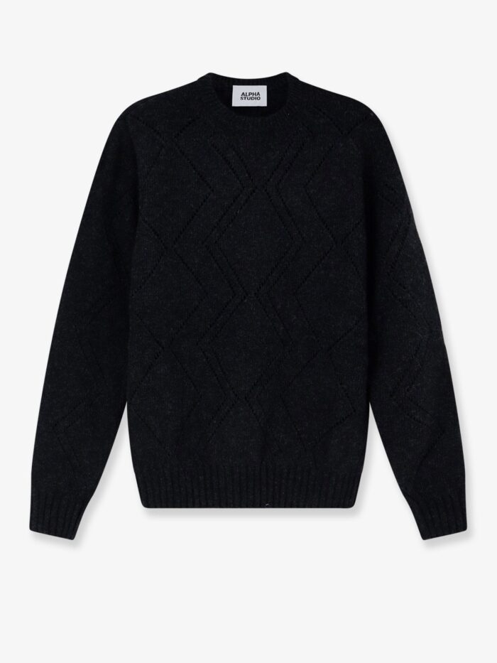 alpha studio wool blend crew neck sweater ALPHA-STUDIO Wool-blend Crew-neck Sweater