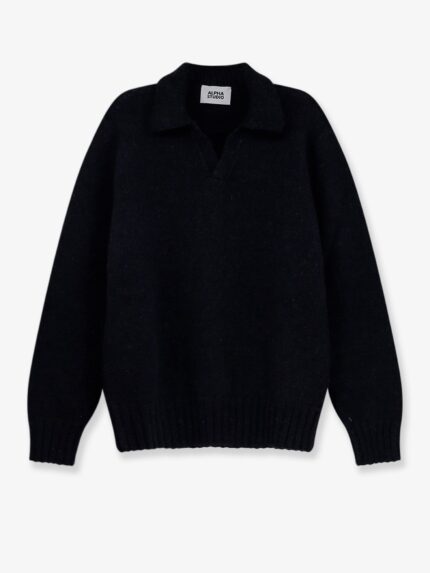 ALPHA-STUDIO Wool Blend Ribbed Collar Sweater