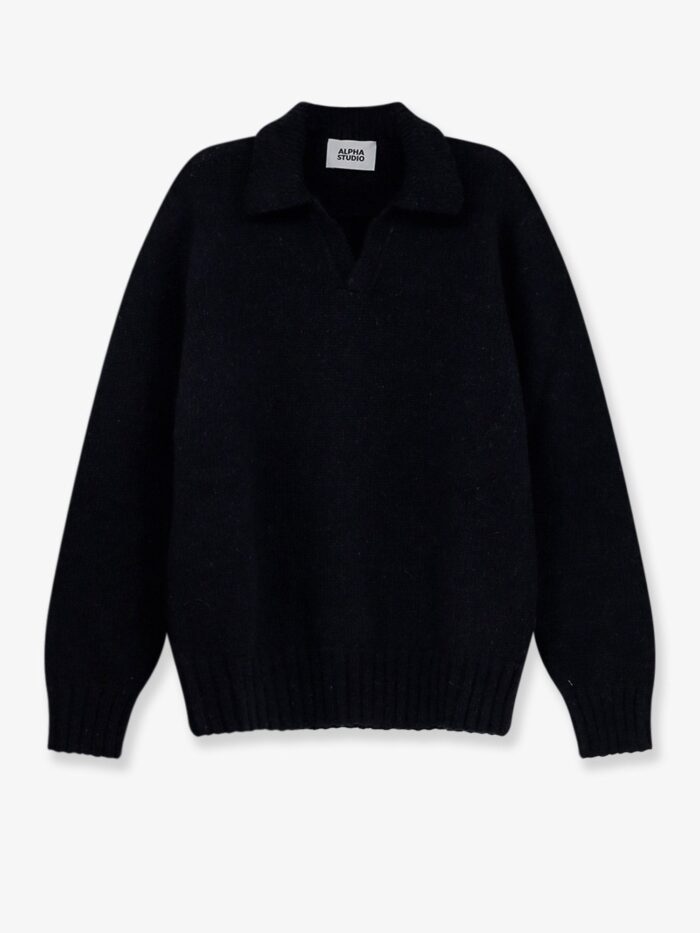 ALPHA-STUDIO Wool Blend Ribbed Collar Sweater