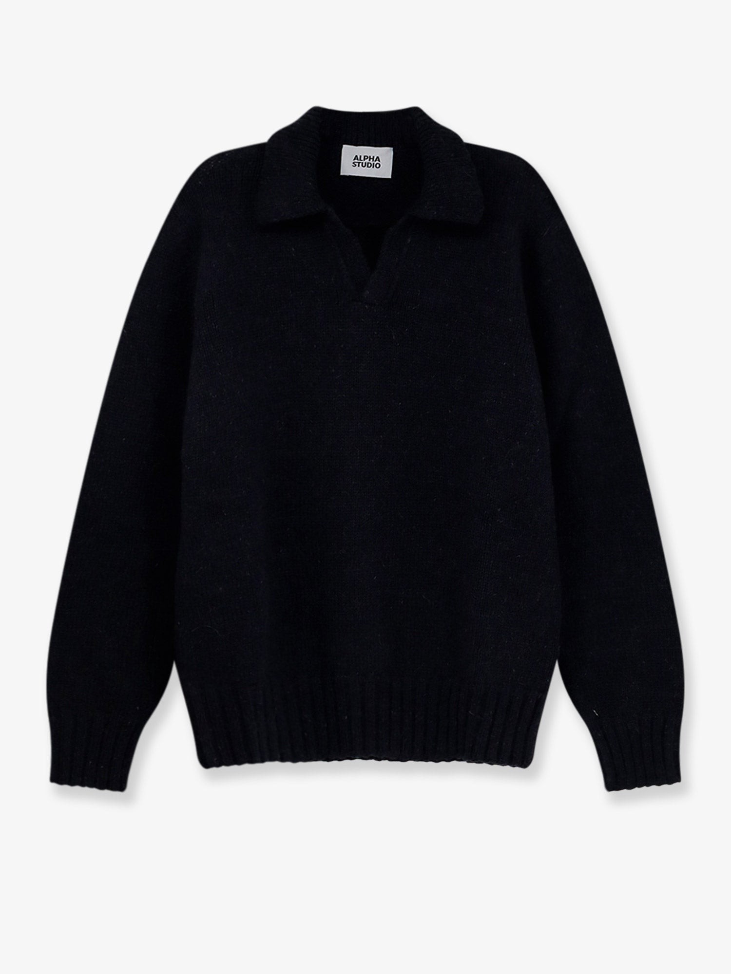 ALPHA-STUDIO Wool Blend Ribbed Collar Sweater