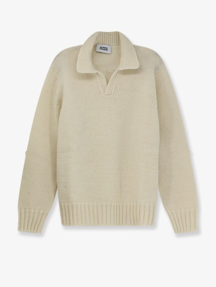 ALPHA-STUDIO Wool Blend Ribbed Collar Sweater