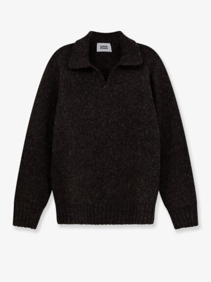 ALPHA-STUDIO Wool Blend Ribbed Collar Sweater
