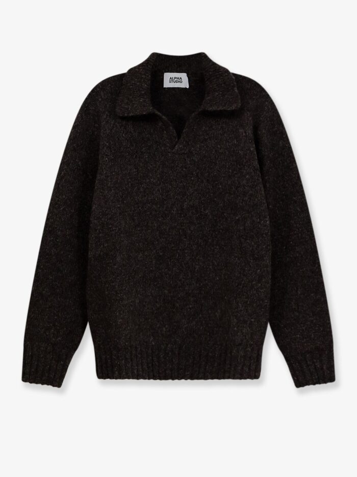 ALPHA-STUDIO Wool Blend Ribbed Collar Sweater