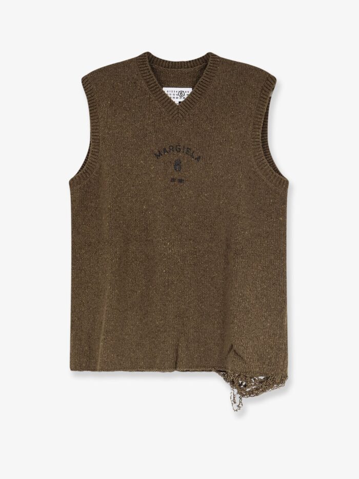 mm6 maison margiela wool blend vest with used effect MM6 MAISON MARGIELA Wool Blend Vest With Used Effect