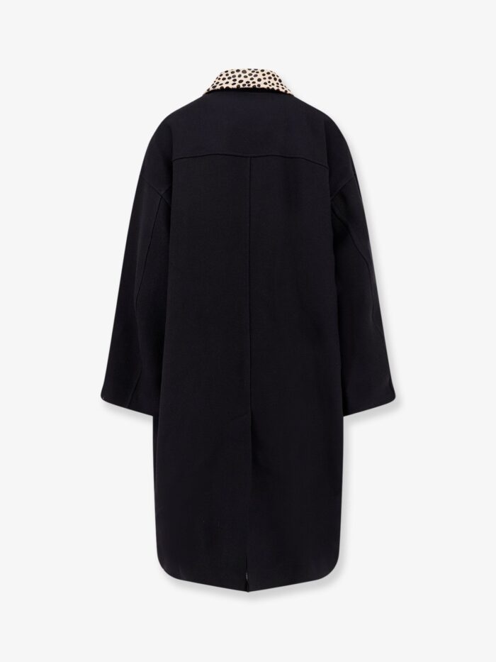 ROHE Wool Coat With Cheetah-print Calf Hair Collar