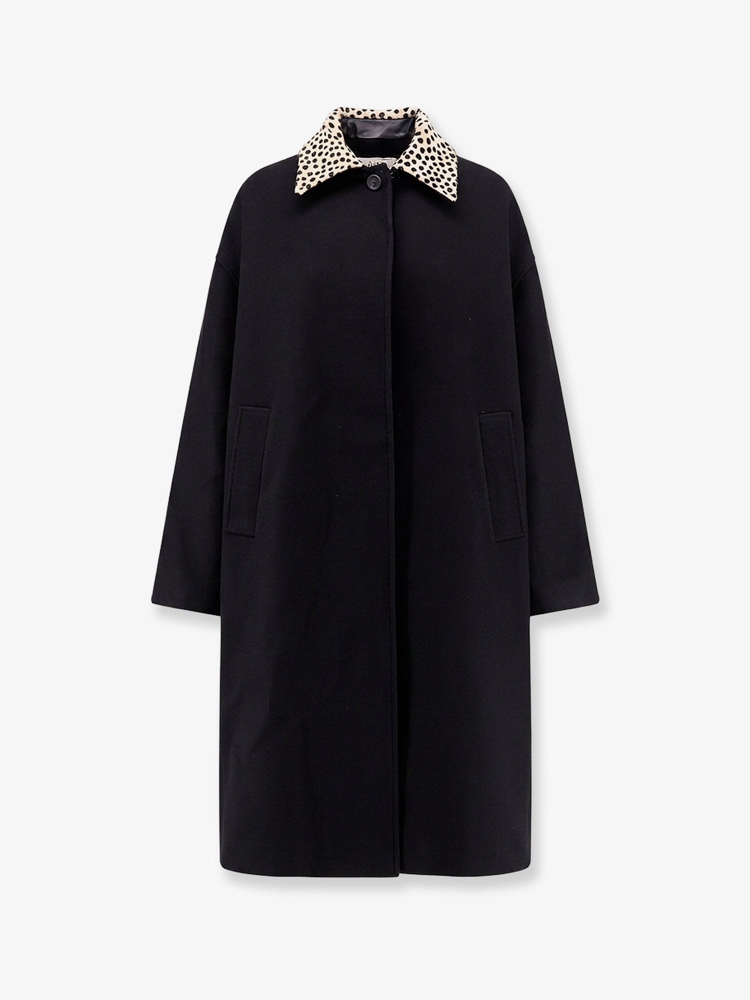 ROHE Wool Coat With Cheetah-print Calf Hair Collar
