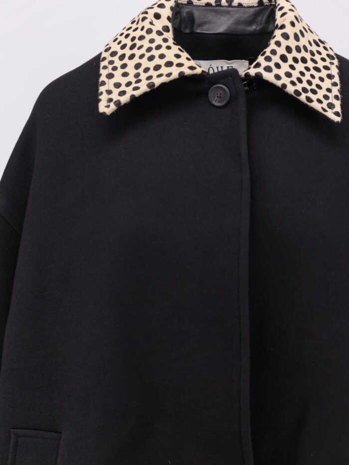 ROHE Wool Coat With Cheetah-print Calf Hair Collar