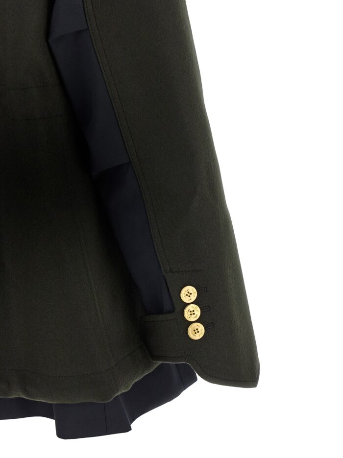 SACAI Wool Coat With Fur Insert