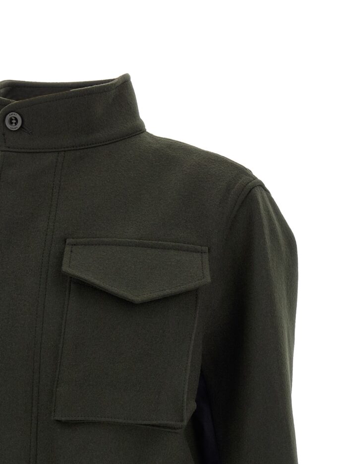 SACAI Wool Coat With Fur Insert