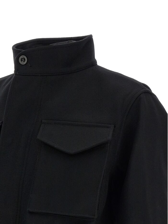 SACAI Wool Coat With Fur Insert