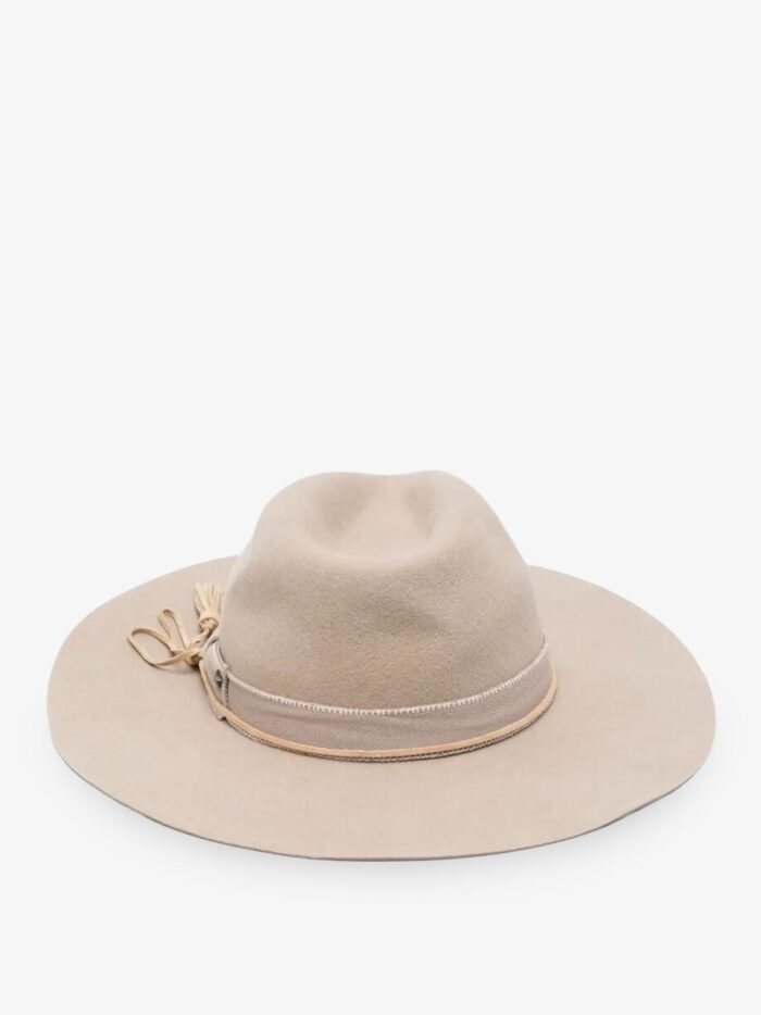 Golden Goose Deluxe Brand Wool Fedora Hat With Double Strap And Tone-on-tone Bow