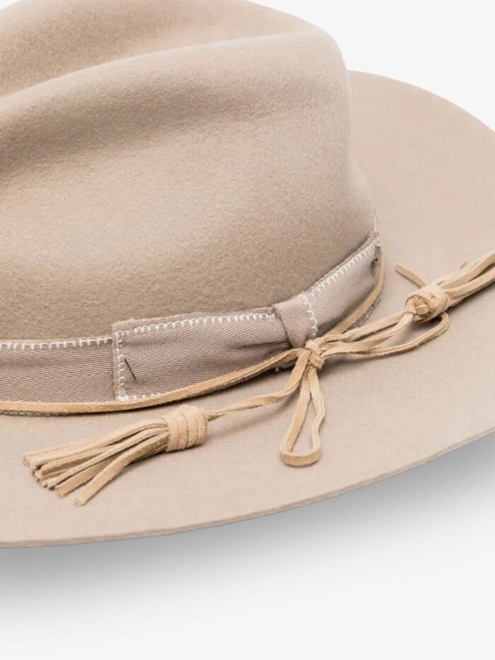 Golden Goose Deluxe Brand Wool Fedora Hat With Double Strap And Tone-on-tone Bow