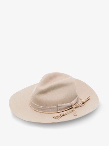 Golden Goose Deluxe Brand Wool Fedora Hat With Double Strap And Tone-on-tone Bow