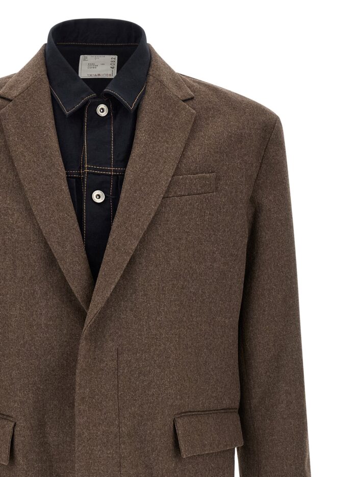 SACAI 'Wool Flannel X Denim Coat' Coat