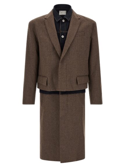 SACAI 'Wool Flannel X Denim Coat' Coat