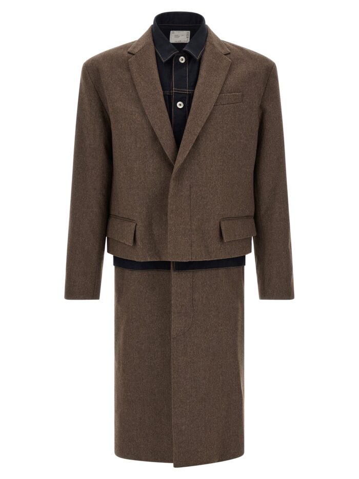 sacai 'wool flannel x denim coat' coat SACAI 'Wool Flannel X Denim Coat' Coat