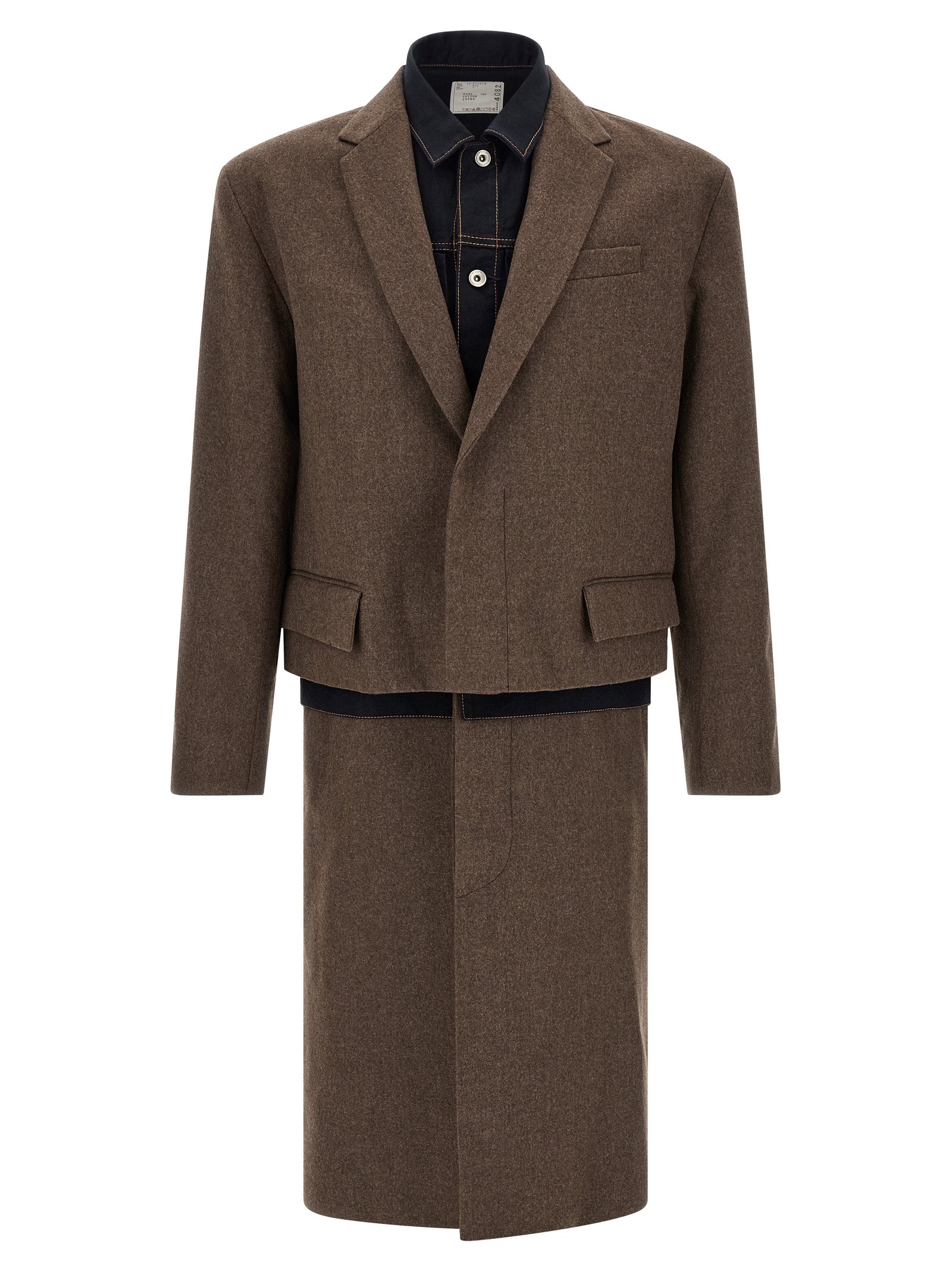 SACAI 'Wool Flannel X Denim Coat' Coat