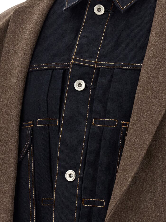SACAI 'Wool Flannel X Denim Coat' Coat