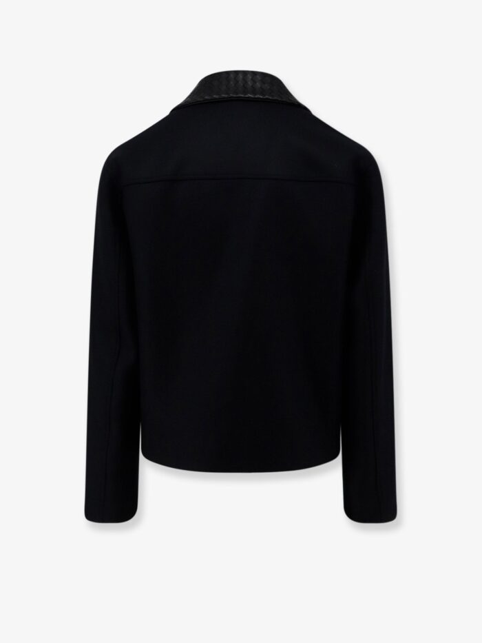 Bottega Veneta Wool Jacket With Leather Collar With Intrecciato Motif