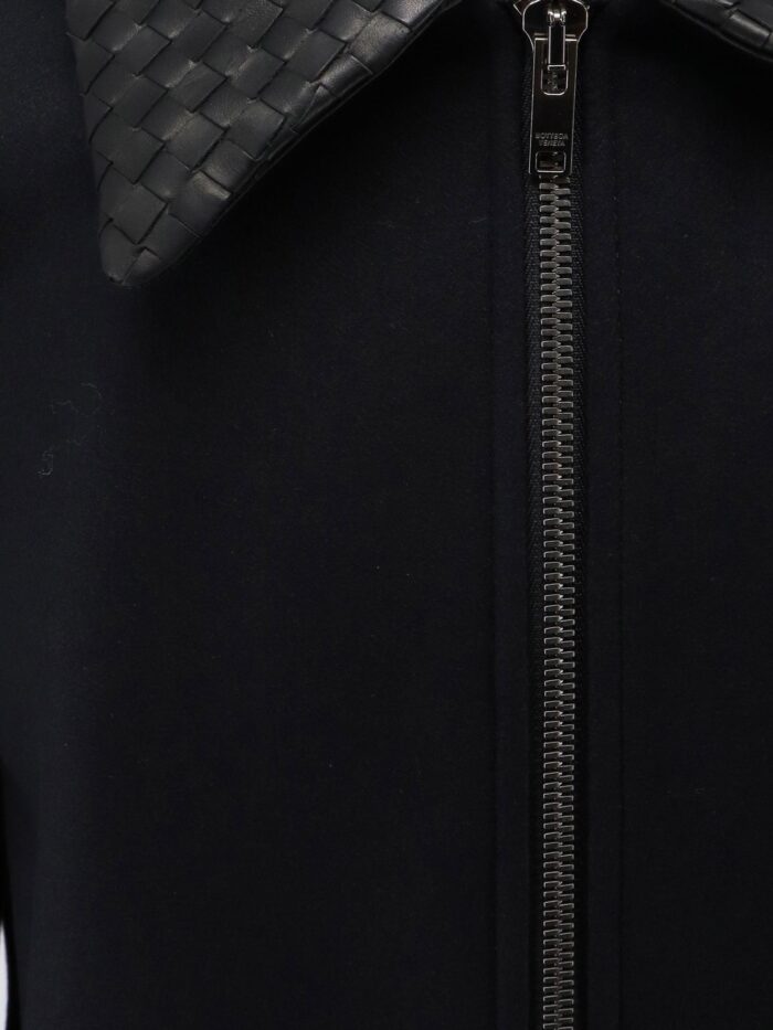 Bottega Veneta Wool Jacket With Leather Collar With Intrecciato Motif