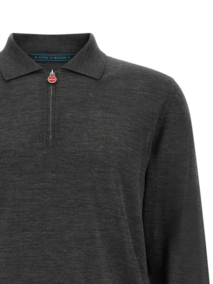 KITON Wool Polo Shirt 14 Microns