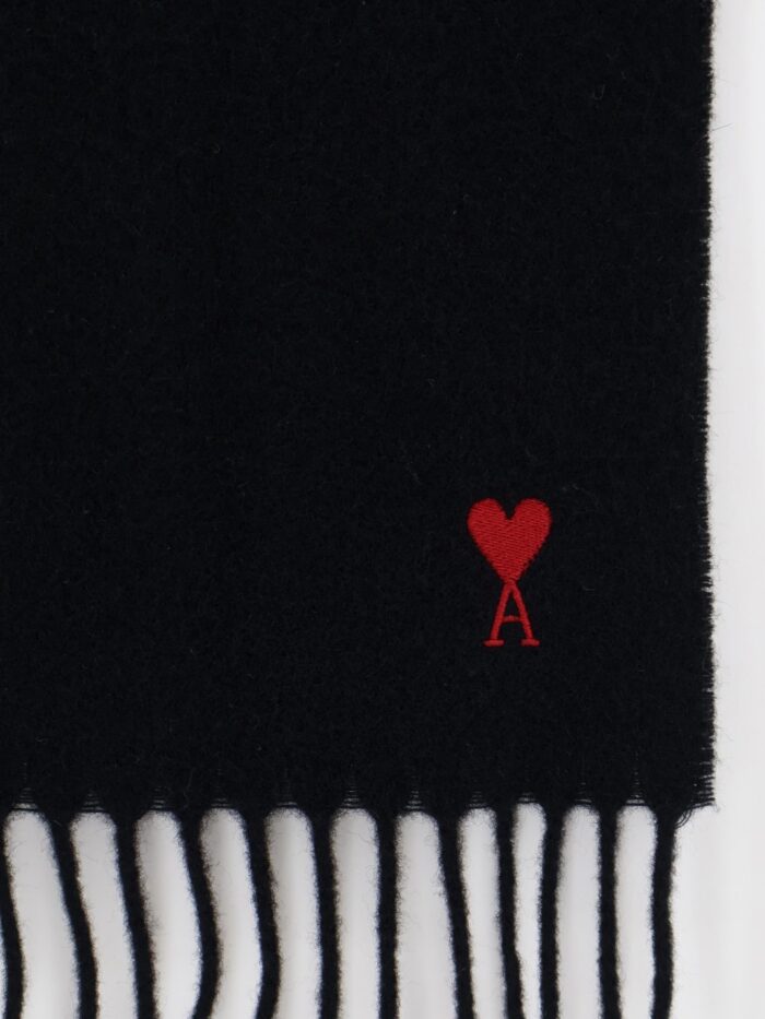 AMI PARIS Wool Scarf With Ami De Cœur Embroidery