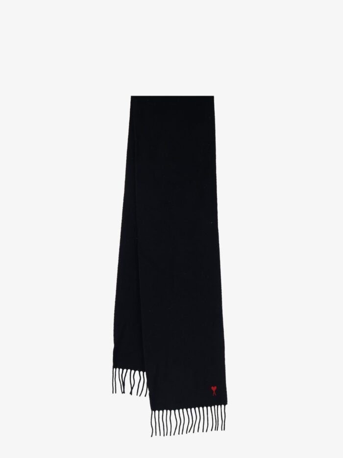 ami paris wool scarf with ami de cœur embroidery AMI PARIS Wool Scarf With Ami De Cœur Embroidery