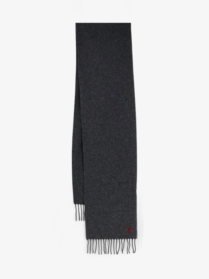 ami paris wool scarf with ami de coeur embroidery AMI PARIS Wool Scarf With Ami De Coeur Embroidery