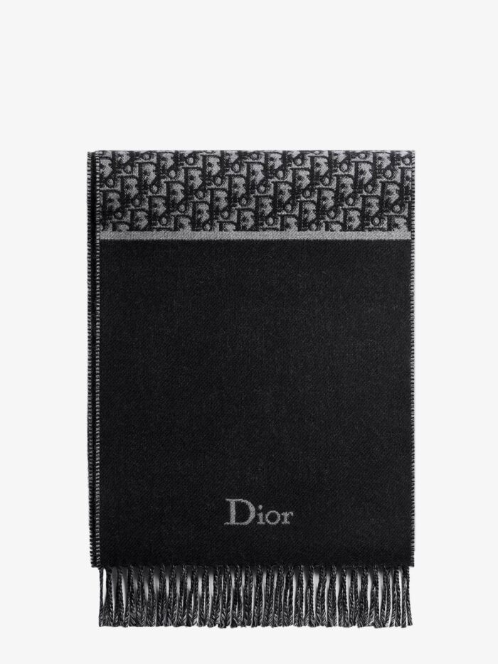 wool scarf with dior oblique motif Wool Scarf With Dior Oblique Motif