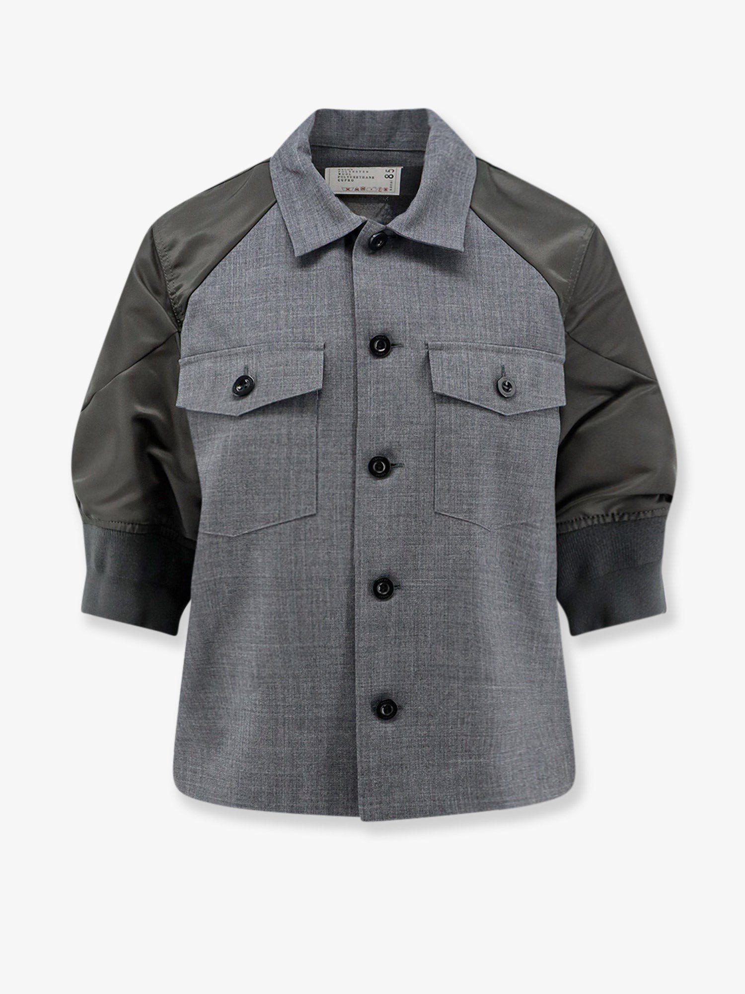 SACAI Wool Shirt With Nylon Sleeves
