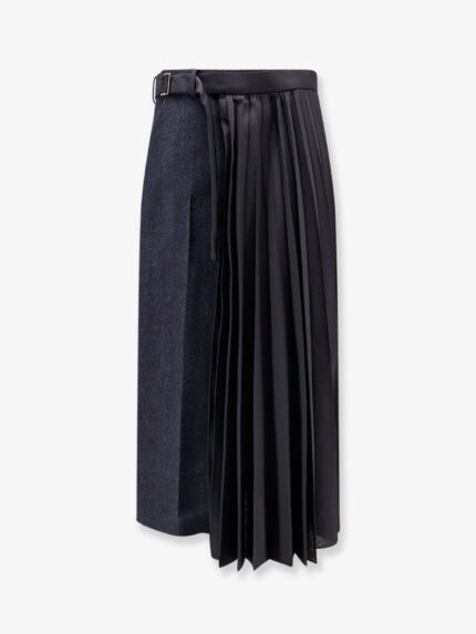 SACAI Wool Skirt With Pleated Insert