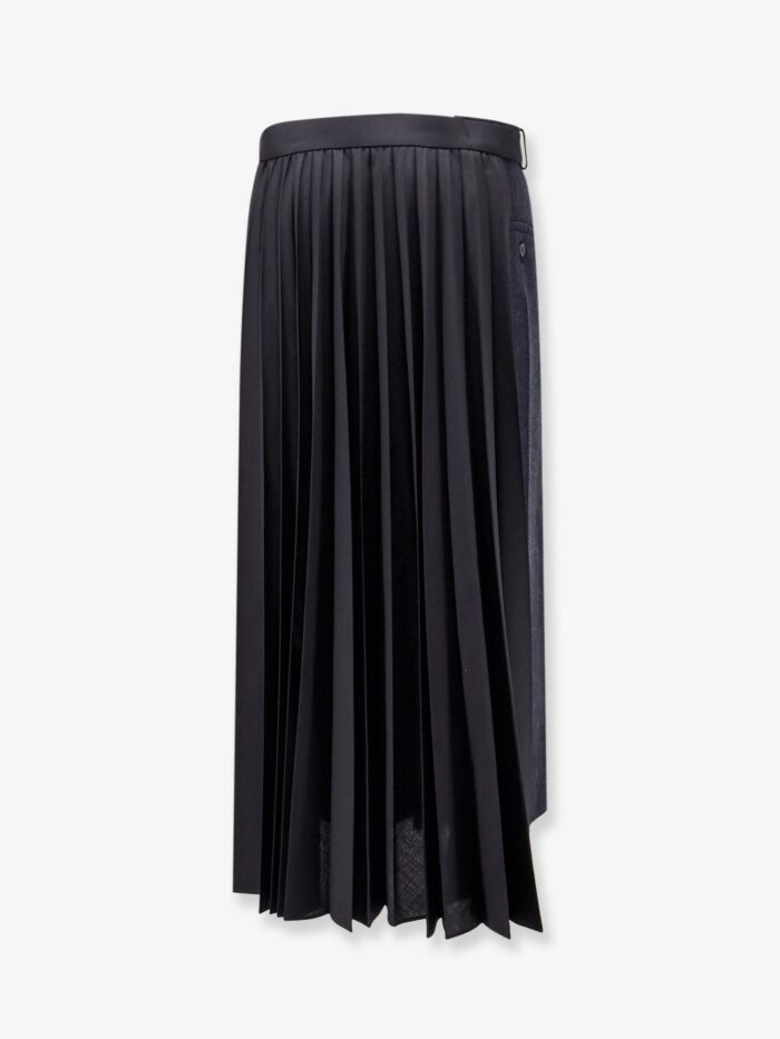 SACAI Wool Skirt With Pleated Insert