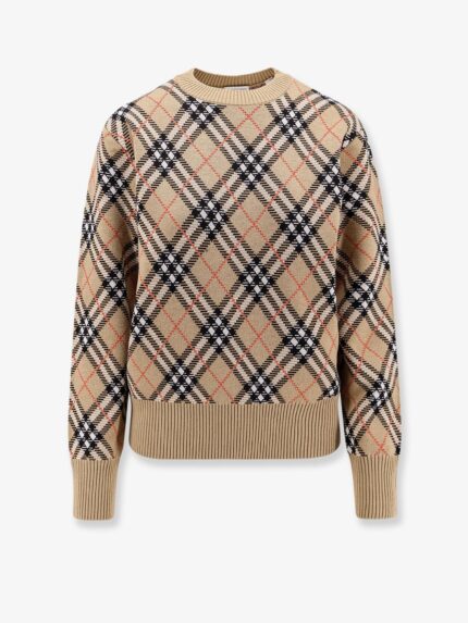 Wool Sweater With Burberry Check Motif
