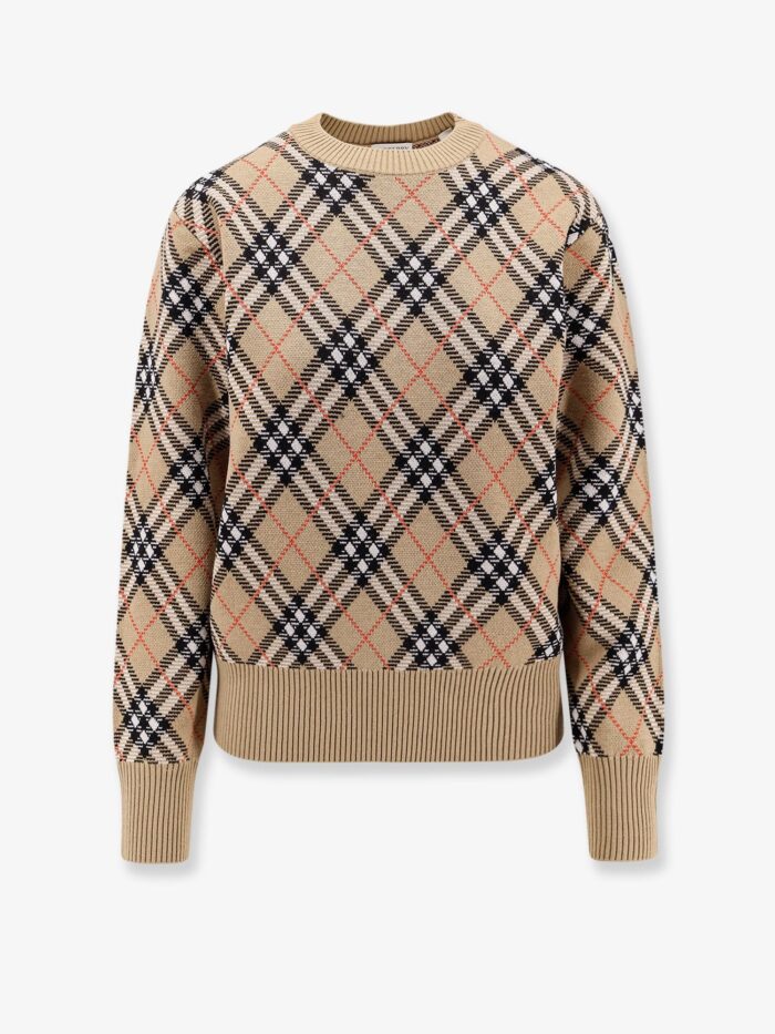 Wool Sweater With Burberry Check Motif