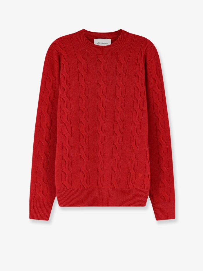 ami paris wool sweater with cable knit AMI PARIS Wool Sweater With Cable Knit
