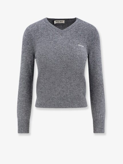 Miu Miu Wool Sweater With Logo Inlay