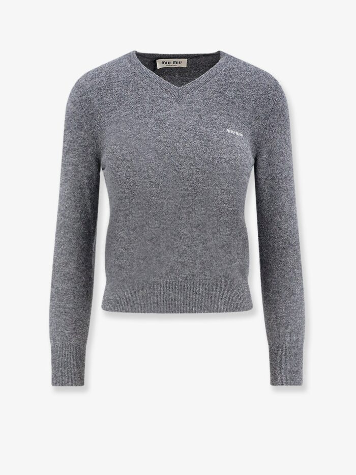 miu miu wool sweater with logo inlay Miu Miu Wool Sweater With Logo Inlay