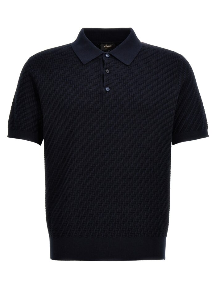 brioni woven knit polo shirt BRIONI Woven Knit Polo Shirt
